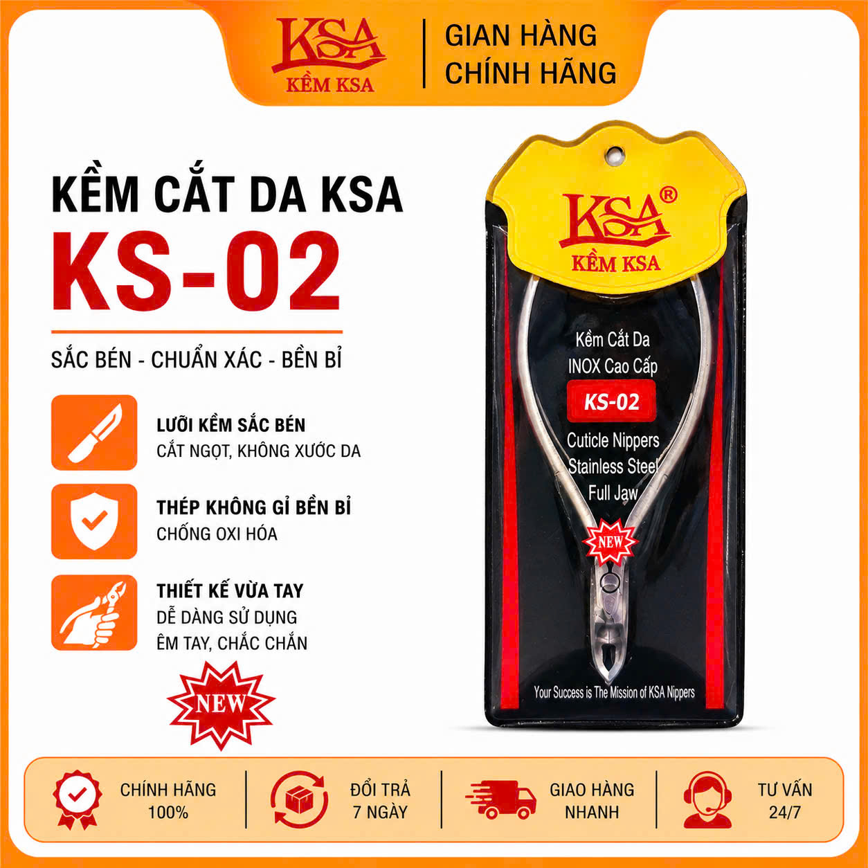 KỀM CẮT DA KSA THÉP KHÔNG GỈ KS02 VUÔNG XÁM